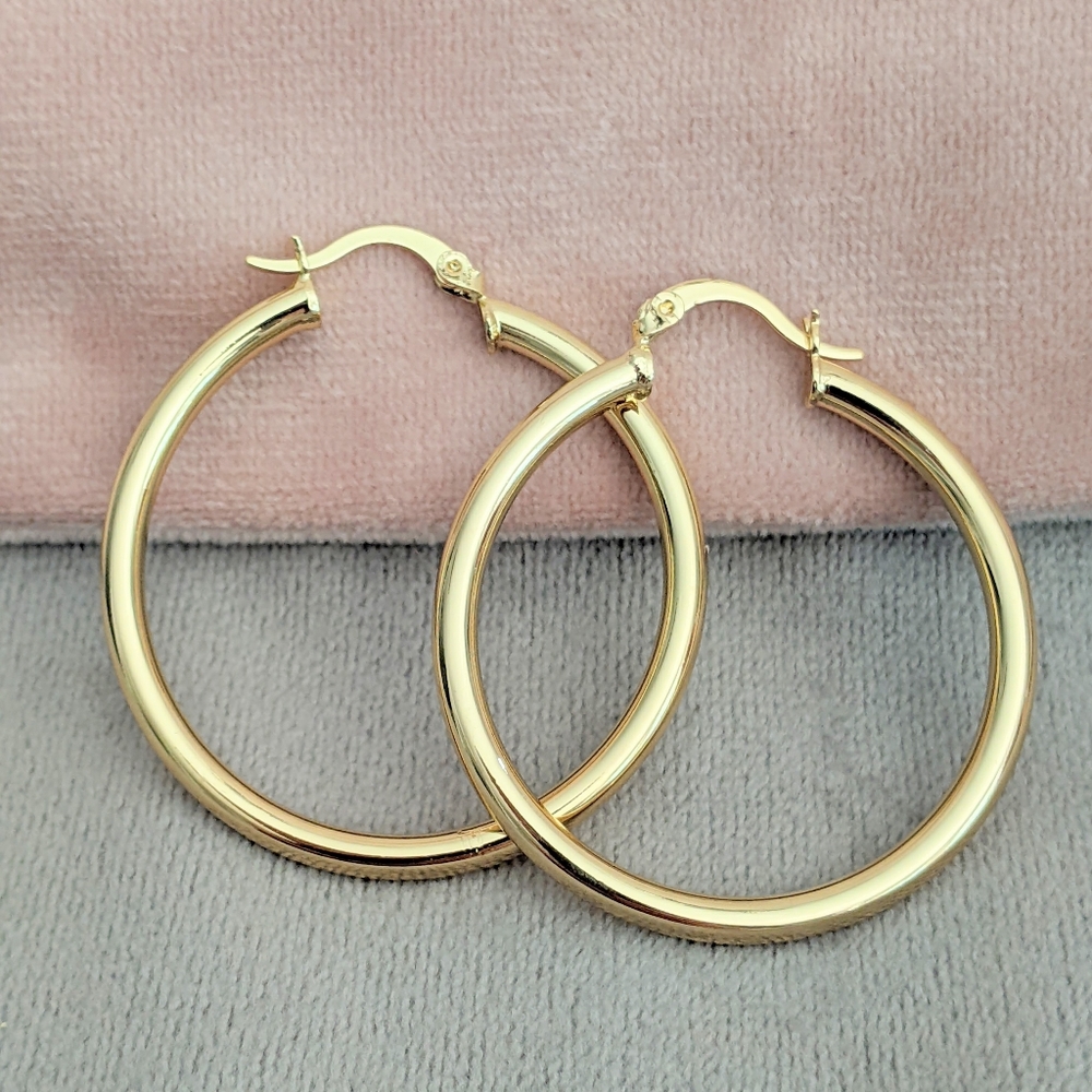 Hoop Earrings Real 14K Gold Filled 50mm Classic Hoop Tarnish Free